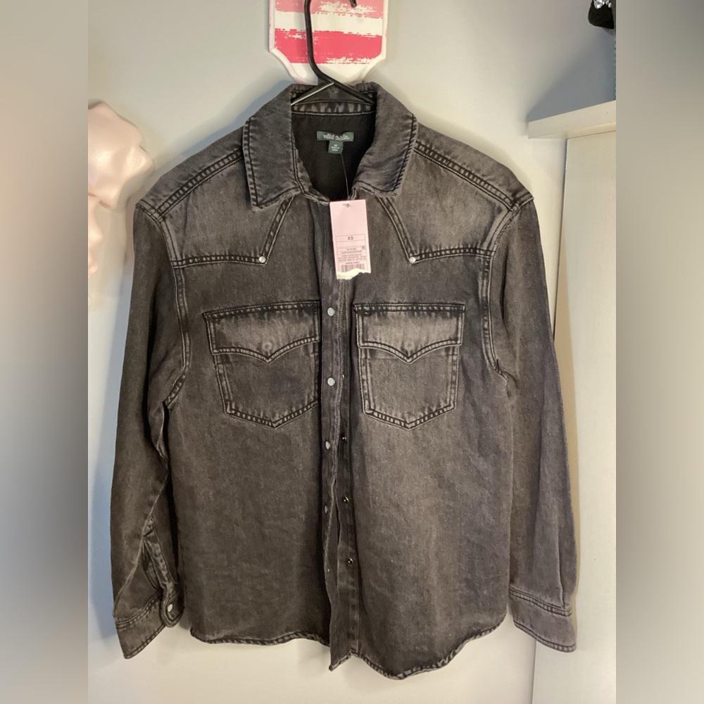 Wild Fable Washed Black Button Down Shirt